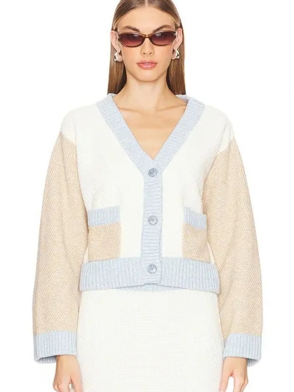 Sancia The Juniper Knit Cardigan In Arcadia Colorblock V Neck Button Front M